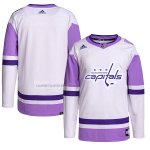 Camiseta Hockey Washington Capitals Fights Cancer Autentico Blank Practice Blanco Violeta