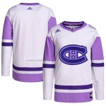 Camiseta Hockey Montreal Canadiens Fights Cancer Autentico Blank Practice Blanco Violeta