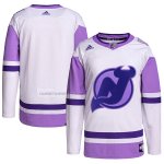 Camiseta Hockey New Jersey Devils Fights Cancer Autentico Blank Practice Blanco Violeta