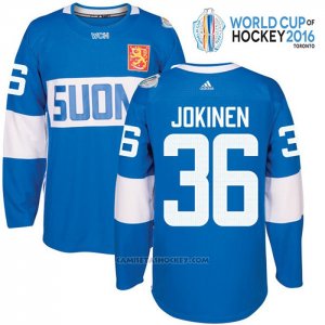 Camiseta Hockey Finlandia Jussi Jokinen 36 Premier 2016 World Cup Azul