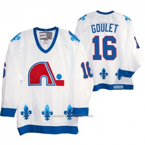 Camiseta Hockey Quebec Nordiques Michel Goulet Heritage Vintage Replica Blanco