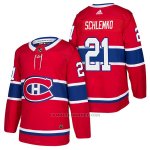 Camiseta Hockey Hombre Autentico Montreal Canadiens 21 David Schlemko Home 2018 Rojo