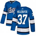 Camiseta Hockey Winnipeg Jets 37 Connor Hellebuyck Alterno Autentico Azul