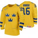 Camiseta Hockey Suecia Marcus Kruger Home 2020 IIHF World Amarillo