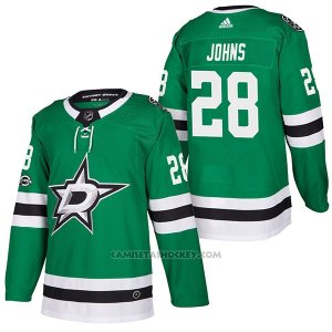 Camiseta Hockey Hombre Autentico Dallas Stars 28 Stephen Johns Home 2018 Verde