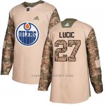 Camiseta Hockey Nino Edmonton Oilers 27 Milan Lucic Camo Autentico 2017 Veterans Day Stitched