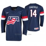 Camiseta Hockey USA Judd Caulfield 2019 IIHF World U18 Championship Azul