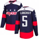 Camiseta Hockey Washington Capitals 5 Rod Langway Autentico 2018 Stadium Series Azul