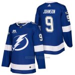 Camiseta Hockey Hombre Autentico Tampa Bay Lightning 9 Tyler Johnson Home 2018 Azul