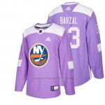 Camiseta New York Islanders Mathew Barzal Hockey Fights Cancer Violeta