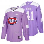 Camiseta Montreal Canadiens Paul Byron Hockey Fights Cancer Violeta