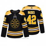 Camiseta Hockey Mujer Boston Bruins 42 David Backes Bruins Negro Autentico Jugador