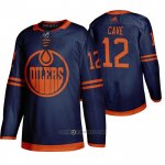 Camiseta Hockey Edmonton Oilers 12 Colby Cave Alterno Autentico Azul
