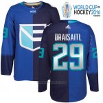 Camiseta Hockey Europa Leon Draisaitl 29 Premier World Cup 2016 Azul