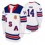Camiseta Hockey USA Cross Hanas 2019 Hlinka Gretzky Cup Blanco
