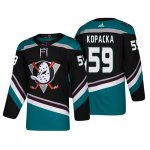 Camiseta Anaheim Ducks Jack Kopacka Alternato 25th Aniversario Adidas Autentico Negro