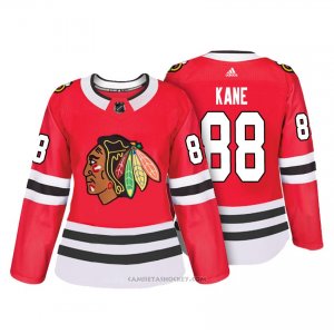 Camiseta Hockey Mujer Chicago Blackhawks 88 Patrick Kane Rojo Autentico Jugador