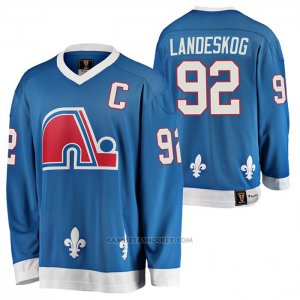 Camiseta Hockey Quebec Nordiques Gabriel Landeskog Heritage Vintage Replica Azul