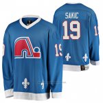 Camiseta Hockey Quebec Nordiques Joe Sakic Heritage Vintage Replica Azul