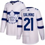 Camiseta Hockey Toronto Maple Leafs 21 Borje Salming Autentico 2018 Stadium Series Blanco
