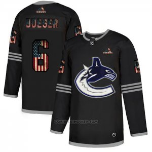 Camiseta Hockey Vancouver Canucks Brock Boeser 2020 USA Flag Negro2