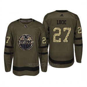 Camiseta Edmonton Oilers 27 Milan Lucic Camo Salute To Service