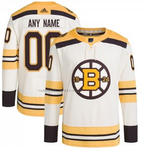 Camiseta Hockey Boston Bruins 100th Anniversary Primegreen Autentico Personalizada Crema