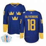 Camiseta Hockey Suecia Jakob Silfverberg 18 Blue 2016 World Cup Premier