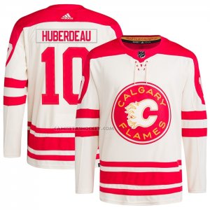 Camiseta Hockey Calgary Flames Jonathan Huberdeau 2023 NHL Heritage Classic Primegreen Autentico Crema Rojo