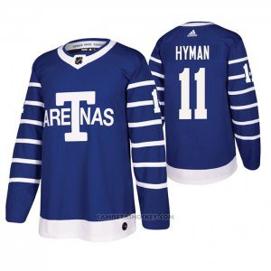 Camiseta Hockey Toronto Maple Leafs Zach Hyman Throwback Autentico Azul