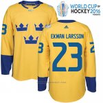 Camiseta Hockey Suecia Oliver Ekman Larsson Premier 2016 World Cup Amarillo