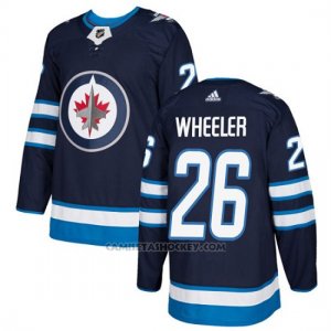 Camiseta Hockey Hombre Winnipeg Jets 26 Blake Wheeler Azul Home Autentico Stitched