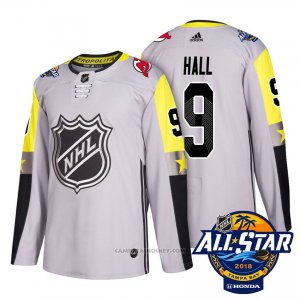Camiseta Hockey Hombre New Jersey Devils 9 Hall Gris 2018 All Star Autentico