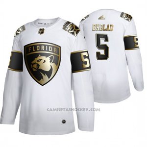 Camiseta Hockey Florida Panthers Aaron Ekblad Golden Edition Autentico Blanco