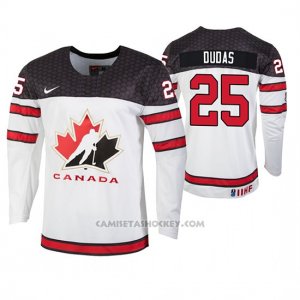 Camiseta Hockey Canada Aidan Dudas 2020 IIHF World Junior Championship Blanco