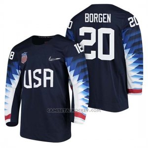 Camiseta USA Team Hockey 2018 Olympic Will Borgen 2018 Olympic Azul