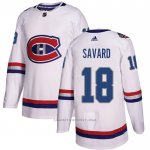 Camiseta Hockey Montreal Canadiens 18 Serge Savard Autentico 2017 100 Classic Blanco