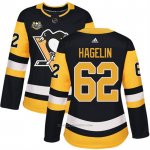 Camiseta Hockey Mujer Pittsburgh Penguins 62 Carl Hagelin Negro 50 Anniversary Home Premier
