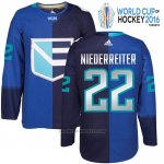 Camiseta Hockey Europa Nino Niederreiter 22 Premier World Cup 2016 Azul