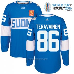 Camiseta Hockey Finlandia Teuvo Teravainen 86 Premier 2016 World Cup Azul