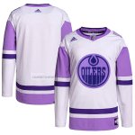 Camiseta Hockey Edmonton Oilers Fights Cancer Autentico Blank Practice Blanco Violeta
