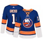 Camiseta Mujer New York Islanders 1 Thomas Greiss Adizero Jugador Home Azul