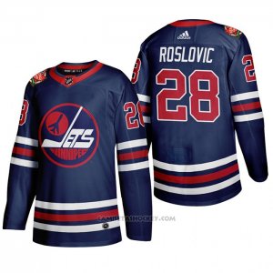 Camiseta Hockey Winnipeg Jets Jack Roslovic 2019 Heritage Classic Azul