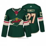 Camiseta Hockey Mujer Minnesota Wild 27 Kyle Quincey Verde Autentico Jugador