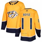 Camiseta Hockey Nashville Predators 11 Brian Boyle Primera Autentico Amarillo