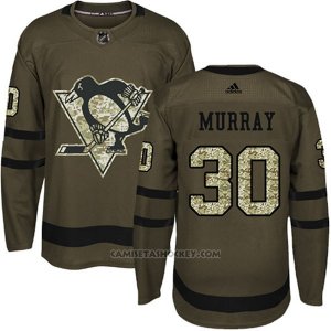 Camiseta Hockey Hombre Pittsburgh Penguins 30 Matt Murray Salute To Service 2018 Verde