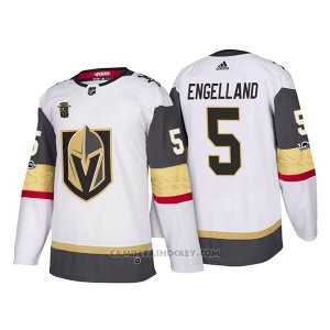 Camiseta Hockey Hombre Autentico Vegas Golden Knights 5 Deryk Engelland White 2018 Authentic Player Away