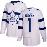 Camiseta Hockey Toronto Maple Leafs 1 Johnny Bower Autentico 2018 Stadium Series Blanco