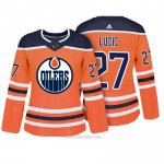 Camiseta Hockey Mujer Edmonton Oilers 27 Milan Lucic Naranja Autentico Jugador