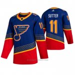 Camiseta Hockey St. Louis Blues Brian Sutter Retro Autentico Azul